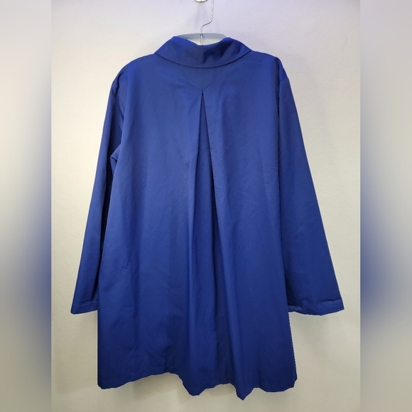 EILEEN FISHER PERSB Concealed Button Up Classic Collar Coat Nylon/Cotton Large - Picture 2 of 10